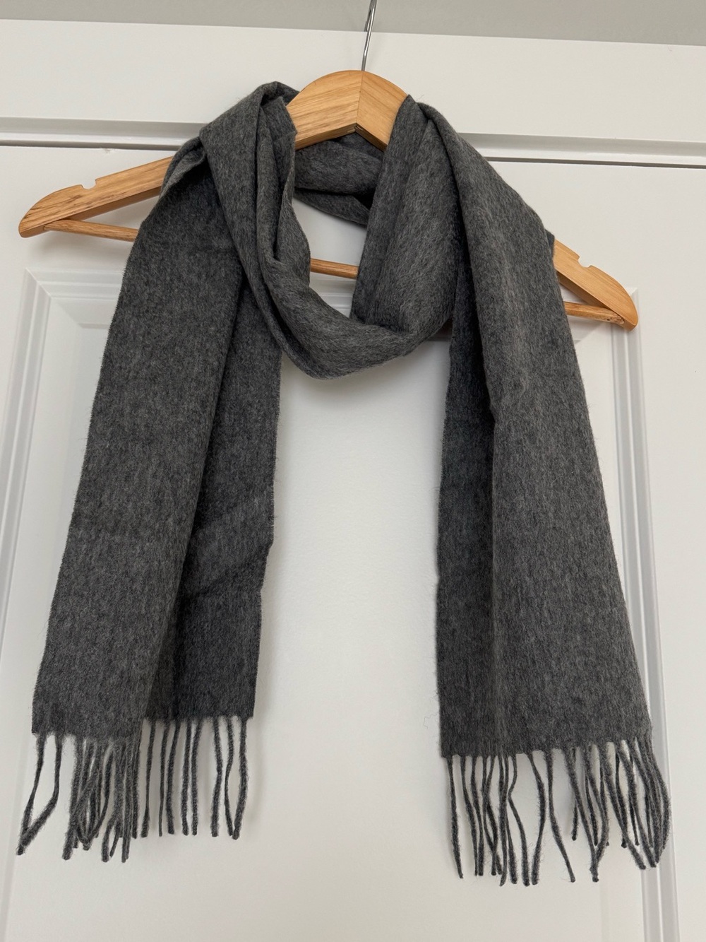 Saks Fifth Avenue Charcoal Gray Cashmere Fringe Scarf